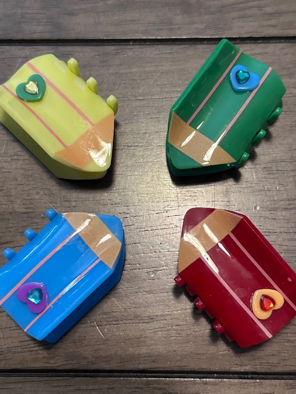 NEW Piper K Set of 4 Large Colored Pencils Hair Clips Red, Blue, Green, Yellow